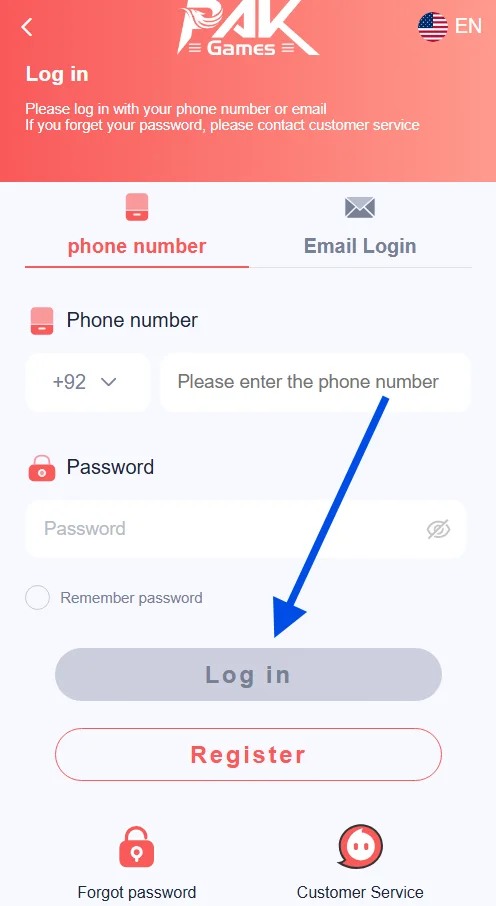 click login button