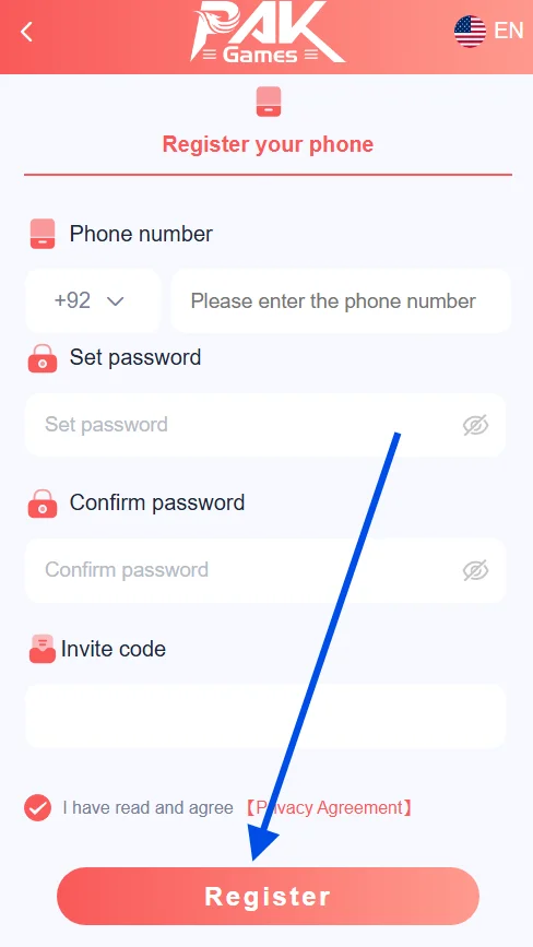 click the register button