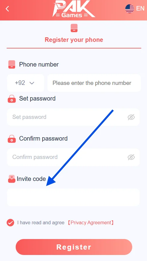 enter the invite code